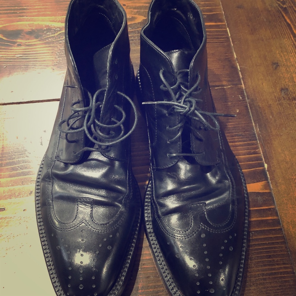 Hugo boss mens black leather booties